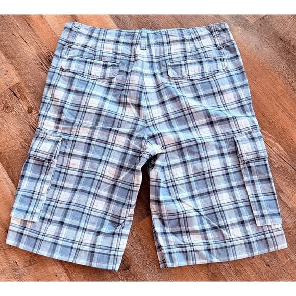 Old Navy Plaid Flat-Front Shorts Men’s 33 Blue white Cotton - Picture 2 of 9